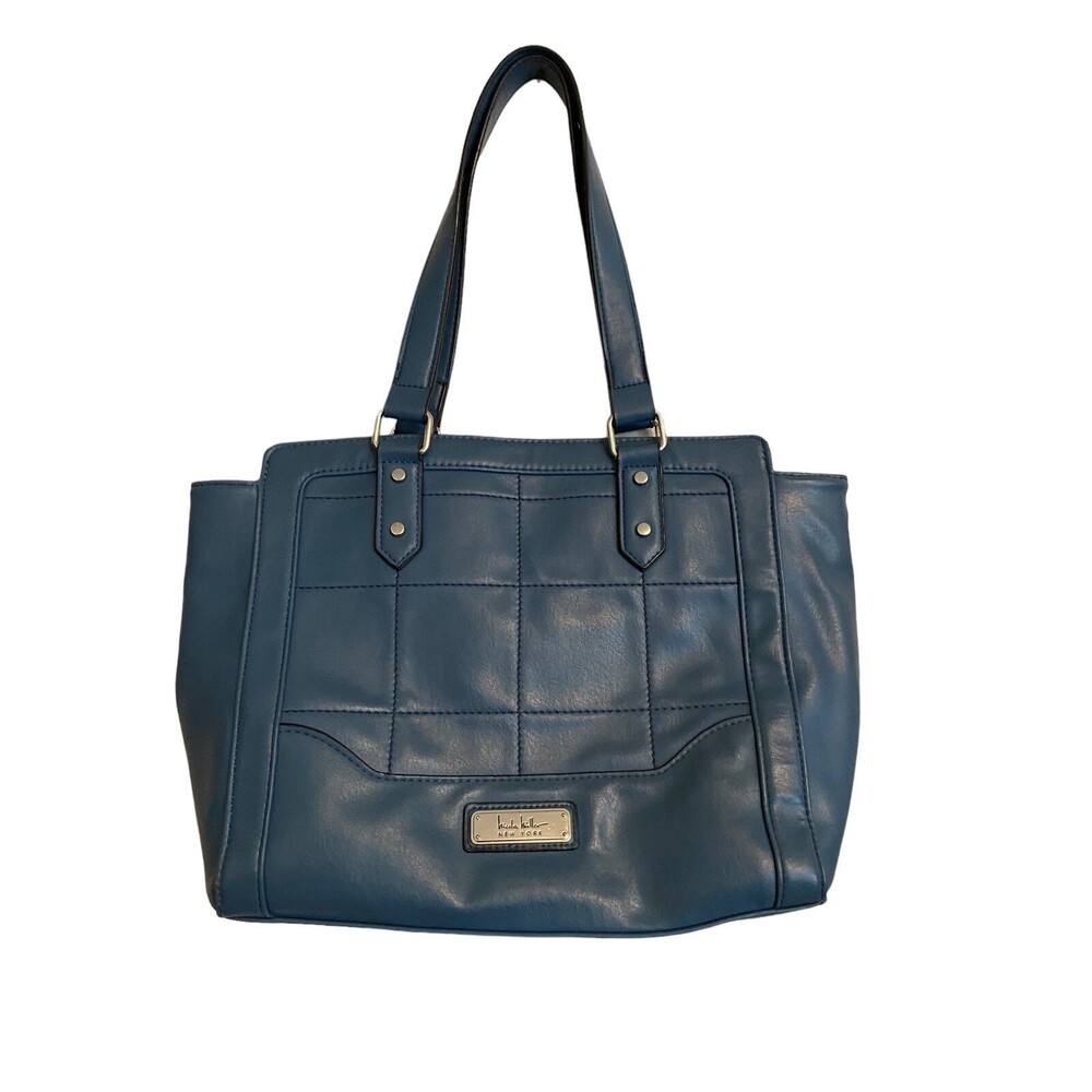Nicole Miller Purse Blue Zip Top
